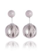 Romwe Cutout Ball Double Sided Earrings - Silver