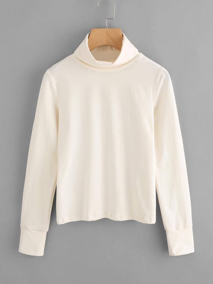 Romwe High Neck Long Sleeve T-shirt