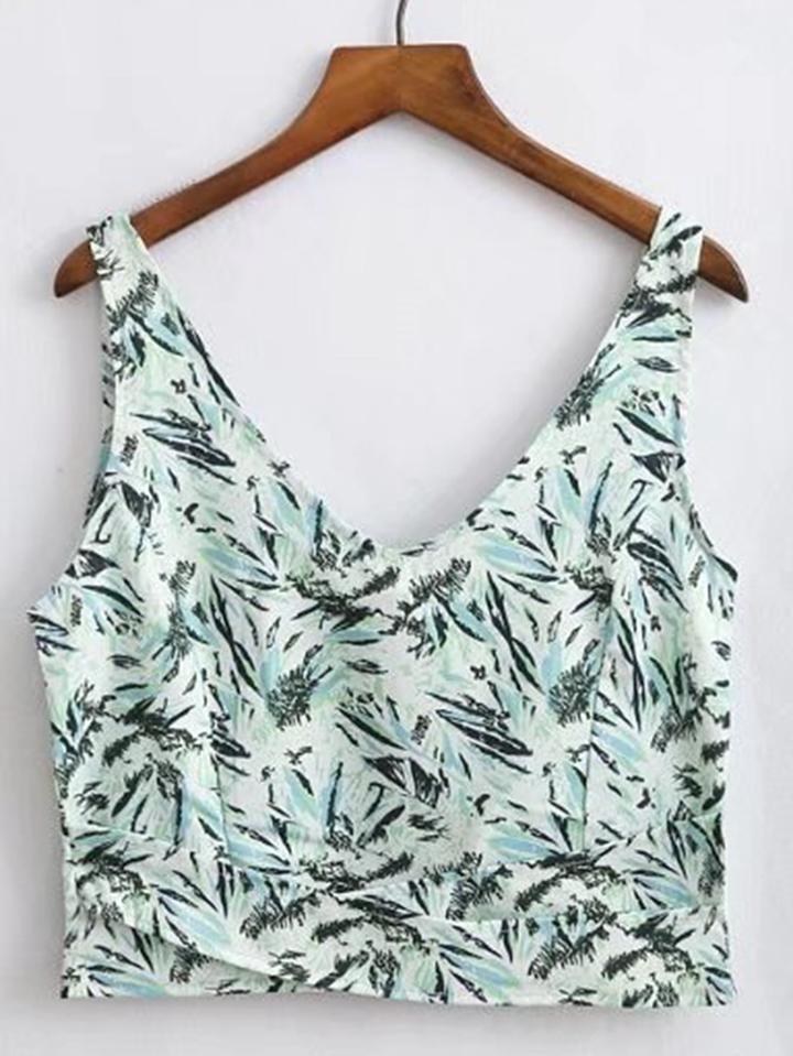 Romwe Double V Neck Zipper Back Top