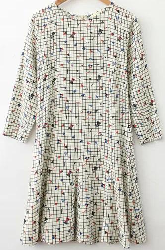 Romwe Plaid Geometric Print Ruffle Dress