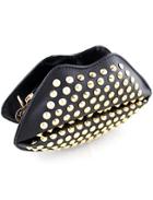 Romwe Black Rivet Pu Leather Satchels Bag