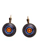 Romwe Bronze Vintage Print Glass Inlay Earrings