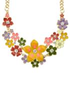 Romwe Yellow Rhinestone Flower Necklace