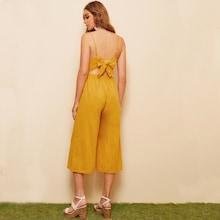 Romwe Bow Tie Back Wide Leg Cami Jumpsuit