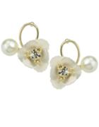 Romwe White Flower Pearl Small Stud Earrings