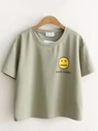 Romwe Green Emoji And Letter Print T-shirt