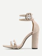 Romwe Clear Detail Two Part Block Heeled Sandals