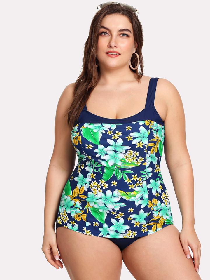 Romwe Calico Print Swimsuit