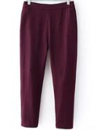 Romwe Women Zipper Burgundy Pant