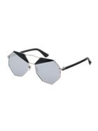 Romwe Silver Frame Polygon Lenses Sunglasses