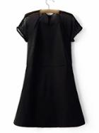 Romwe Black Sheer Lace Zipper Back Dress