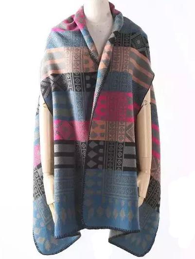 Romwe Geometric Pattern Color-block Scarf