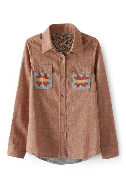 Romwe Retro Snow Print Butoned Shirt