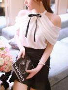 Romwe White Bow Collar Off The Shoulder Blouse