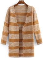 Romwe Color-block Striped Long Coat