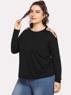 Romwe Crisscross Cold Shoulder T-shirt
