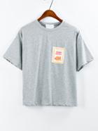 Romwe Grey Price Tag Patch T-shirt