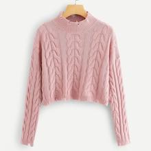 Romwe Plus Raw Cut Trim Crop Sweater