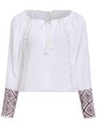 Romwe Lace Crochet Hollow Embroidered White Blouse