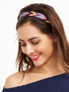 Romwe Multicolor Braided Geometric Boho Style Headband