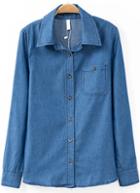 Romwe Buttons Denim Casual Blouse