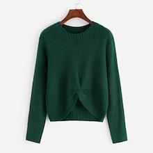 Romwe Solid Twist Detail Hem Jumper