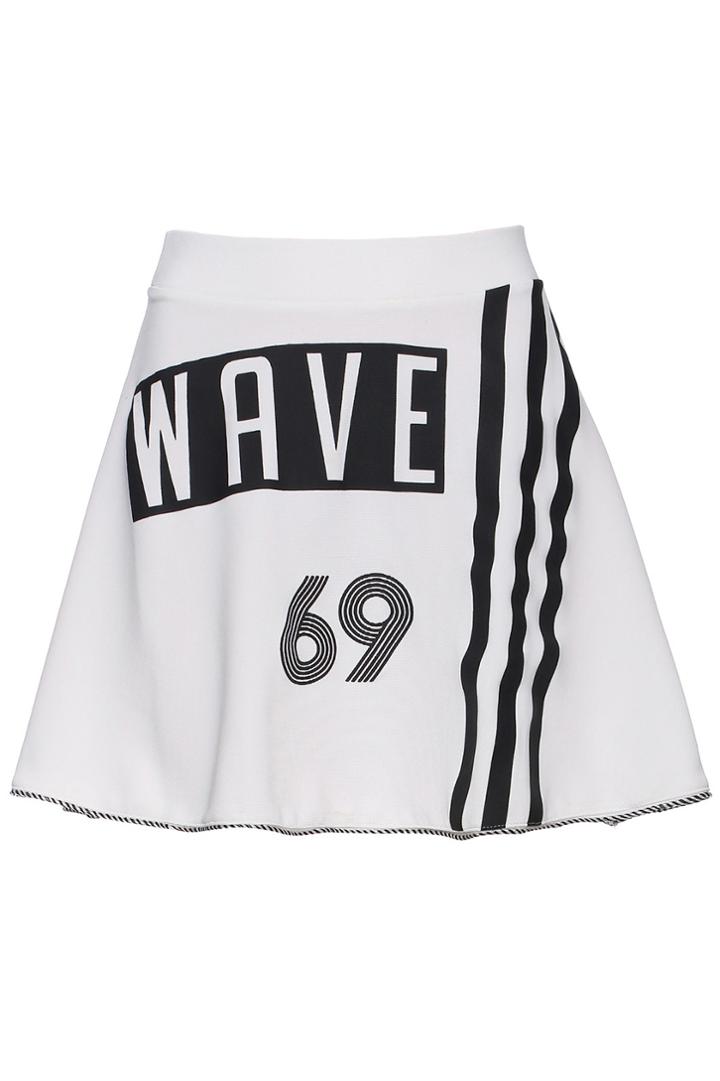 Romwe Wave 69 & Striped Print Skirt