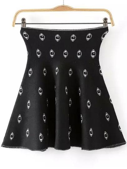 Romwe Eye Print Knit Skirt
