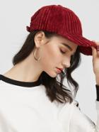 Romwe Burgundy Wide-wale Corduroy Warm Baseball Cap