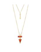 Romwe Red Two Layers Turquoise Pendant Necklace