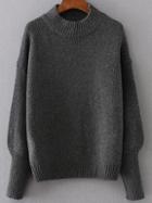 Romwe Black Crew Neck Drop Shoulder Seam Sweater