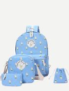 Romwe Blue 4 Pieces Graffiti Print Bags