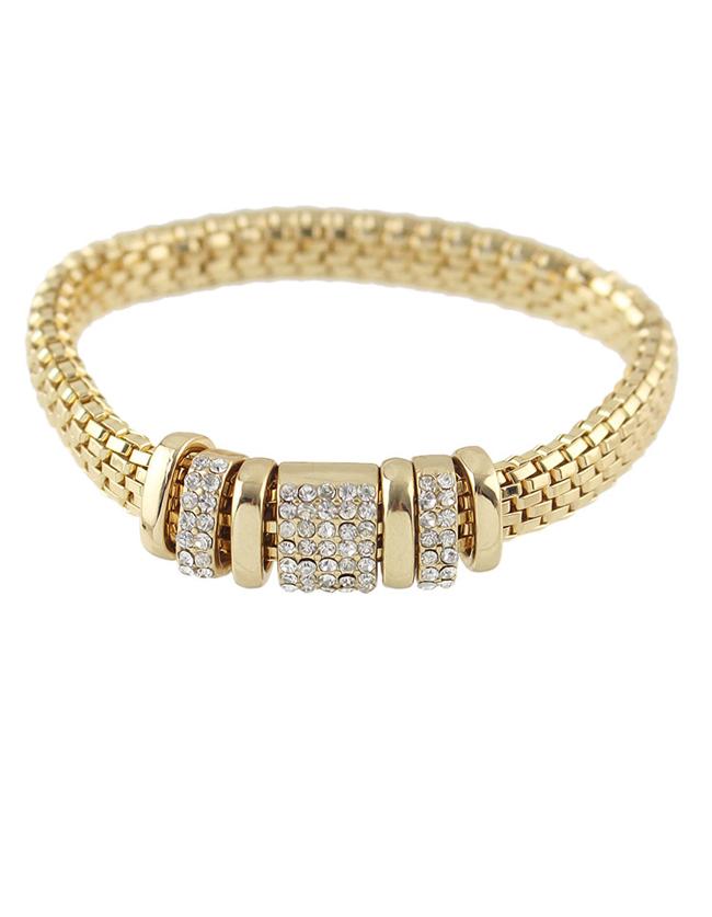 Romwe Wide Chain Rhinestone Bracelet