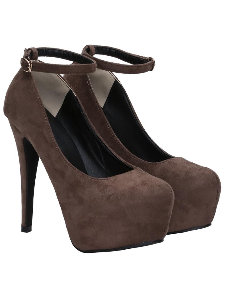 Romwe Dark Grey Suede High Stiletto Heel Pumps