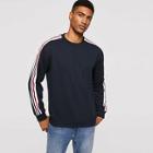 Romwe Men Striped Sleeve Round Neck Pullover