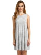 Romwe Light Grey Striped Sleeveless Dress