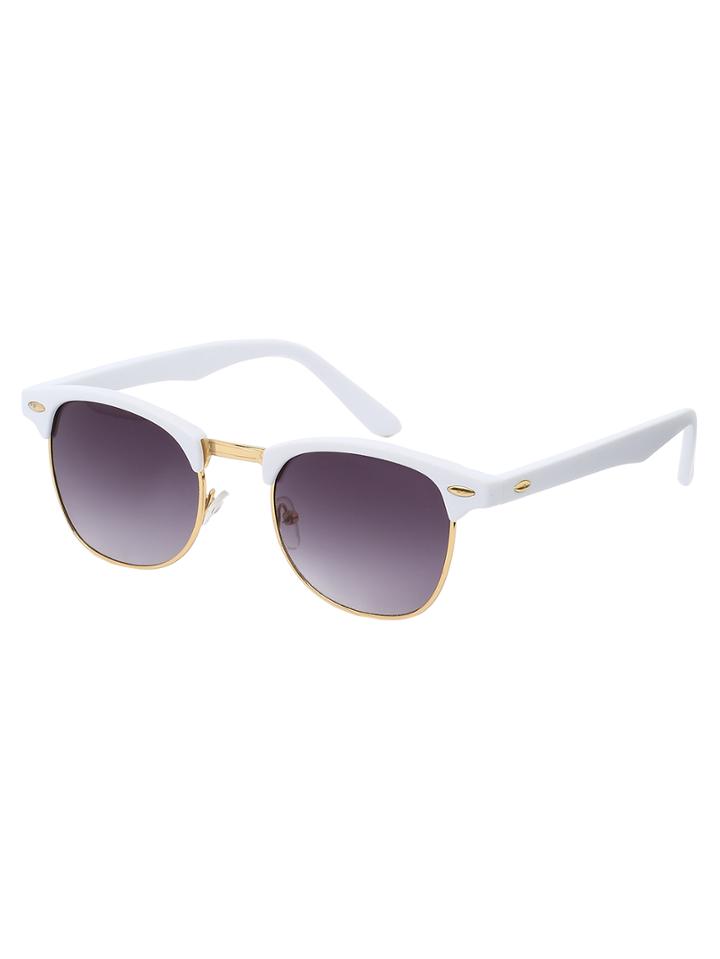 Romwe White Open Frame Metal Trim Sunglasses