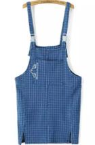 Romwe Strap With Pocket Plaid Embroidered Split Dress