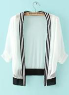 Romwe Contrast Striped White Top