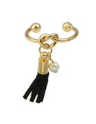 Romwe Open Ring With Pu Leather Tassel