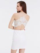 Romwe White Spaghetti Strap With Lace Dress