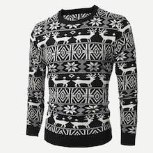 Romwe Men Christmas Fairisle Print Jumper