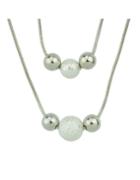 Romwe Simple Silver Plated Two Layers Latest Design Beads Necklace