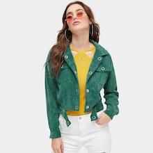 Romwe Single Breasted Pocket Detail Corduroy Jacket