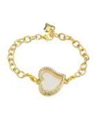 Romwe Gold Chain Bracelet With Stone Heart