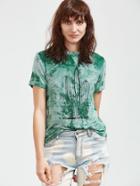 Romwe Green Tie Dye Print Short Sleeve T-shirt