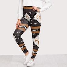 Romwe Plus Fairisle Print Leggings