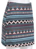 Romwe Geometric Print Fitted Multicolor Skirt