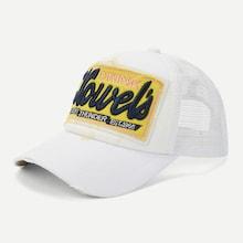 Romwe Guys Embroidery Decor Contrast Mesh Baseball Cap