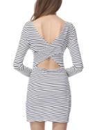 Romwe Striped Cut Out Tshirt Dress